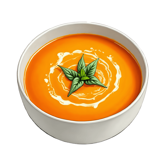 Free transparent PNG: Pumpkin Soup with Herb Garnish  Free PNG Download for Recipe Graphics