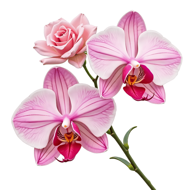 Free transparent PNG: Orchid and Rose PNG  Exquisite Floral Clipart for Nursery Decor  Crafts