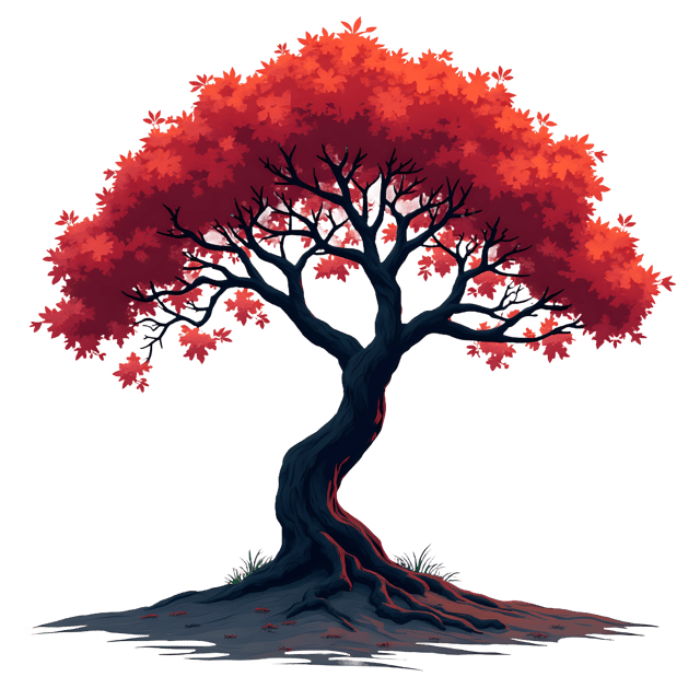 Free transparent PNG: Crooked Tree with Red Glowing Bark  Nature Clipart, free transparent png download