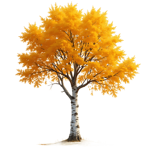 Free transparent PNG: White Bark Birch Tree with Golden-Yellow Leaves PNG Illustration