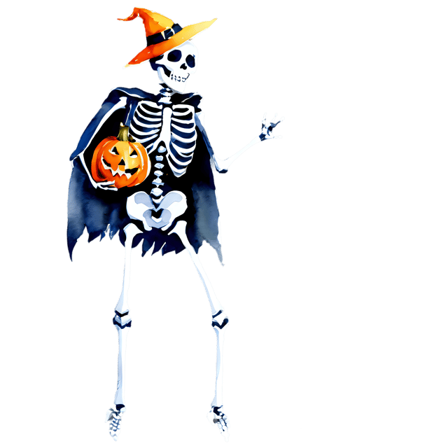 Free transparent PNG: Halloween Skeleton Watercolor Illustration - Transparent PNG for Design