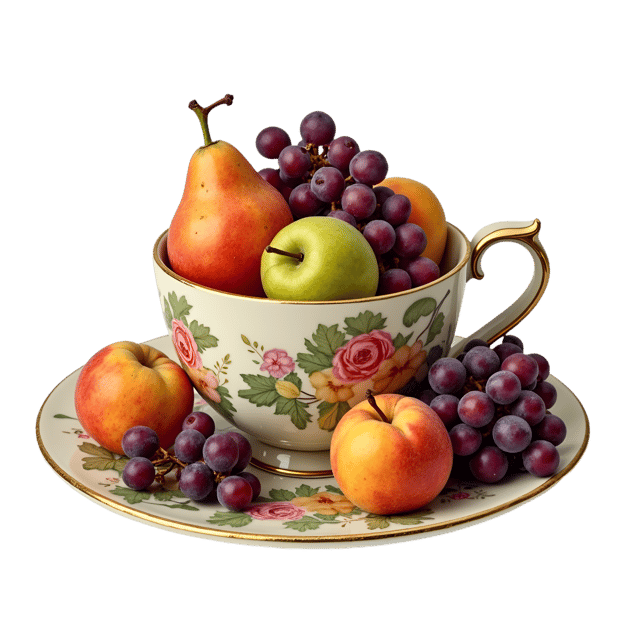 Free transparent PNG: Fruit Harvest Tea Cup  Cute Handpainted Clipart, free png download