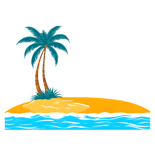 Free transparent PNG: Golden Sand Beach with Palm Trees Transparent PNG for Tropical Decor and Design