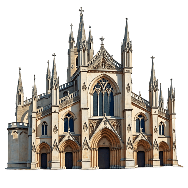 Free transparent PNG: Dramatic Gothic Cathedral with Stone Carvings PNG Illustration