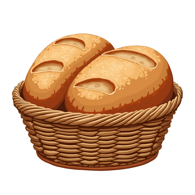 Free transparent PNG: Perfectly Risen Sourdough Bread Clipart in Woven Basket