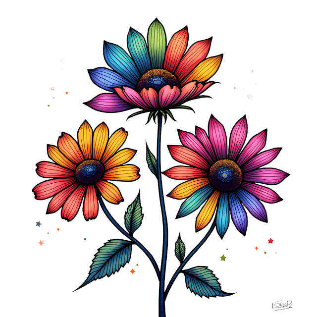 Free transparent PNG: Rainbow Flowers with Tribal Sparkles  Free Downloadable PNG