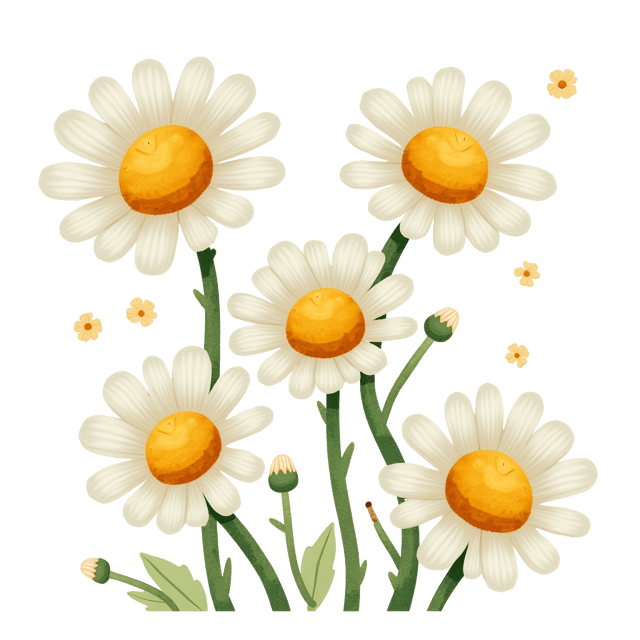 Free transparent PNG: Daisy Flower Illustration with Yellow Center and White Petals in Whimsical Watercolor Style