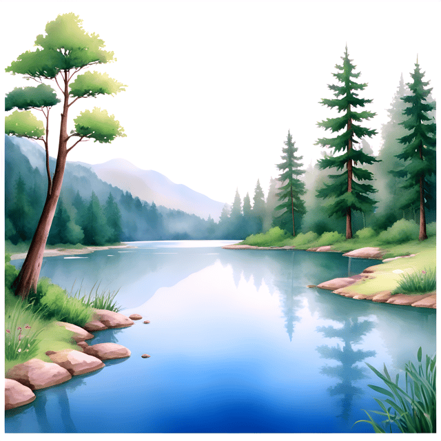 Free transparent PNG: Serene Lake with Lush Forests Transparent PNG Background