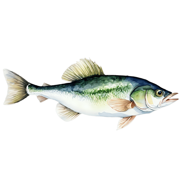 Free transparent PNG: Transparent Bass Fish Watercolor Illustration – PNG Clipart for Designers & Artists