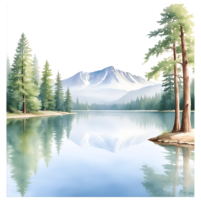 Free transparent PNG: Serenity at the Lake Towering Trees PNG Background for Nature and Design