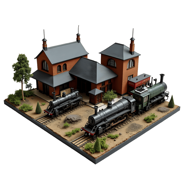 Free transparent PNG: Train Station Diorama PNG Clipart  Ideal for Model Railroads, Educational Displays  Decor