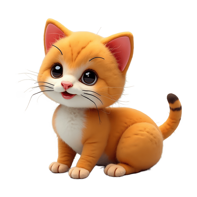 Free transparent PNG: Needle-Felted Kitten with Puffy Ears PNG