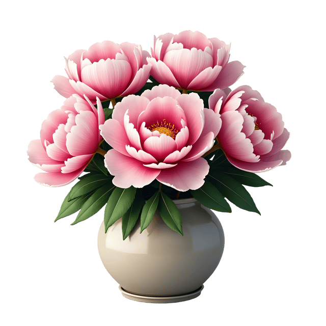 Free transparent PNG: Pink Peonies Ceramic Pot PNG with Transparent Background for Floral Design