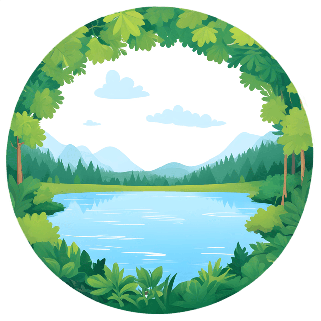 Free transparent PNG: Lush Greenery Lake Circle PNG Clipart for Nature and Nursery Decor