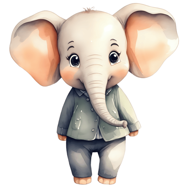Free transparent PNG: Cute Cartoon Elephant Illustration for Nursery Decor, Crafts, and Clipart
