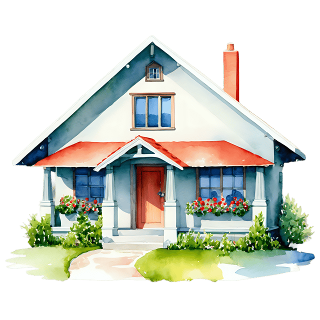 Free transparent PNG: Craftsman House Watercolor Illustration Transparent PNG – Home Design Element
