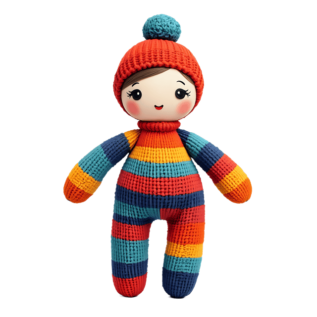 Free transparent PNG: Modern Knitted Doll with Bold Contrasting Threads PNG