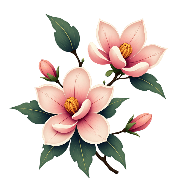 Free transparent PNG: Chinoiserie Magnolia Floral  Oriental-Inspired Design Clipart, Free PNG Download