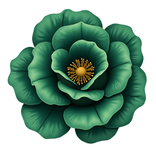 Free transparent PNG: Deep Emerald Green Rose Illustration with Golden Stamens for Floral Clipart