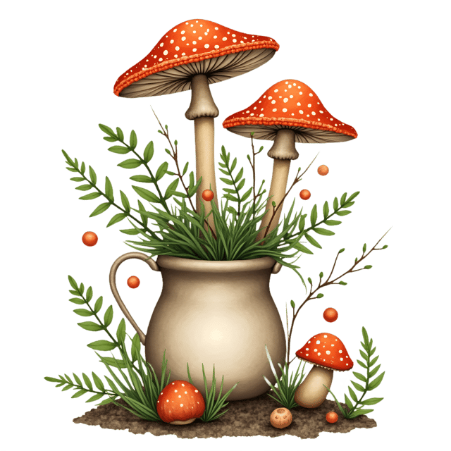 Free transparent PNG: Woodland Mushroom Vase  Nature Clipart, free downloadable png