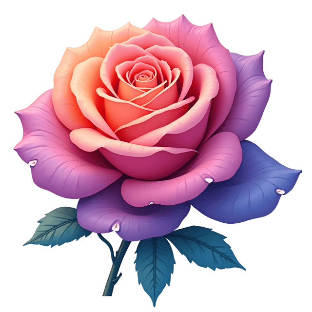 Free transparent PNG: Iridescent Rose with Rainbow Colors Illustration for Decor and Crafts
