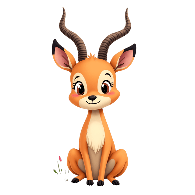 Free transparent PNG: Light Tan Gazelle Cartoon Illustration with Delicate Antlers for Whimsical and Cozy Animal Art