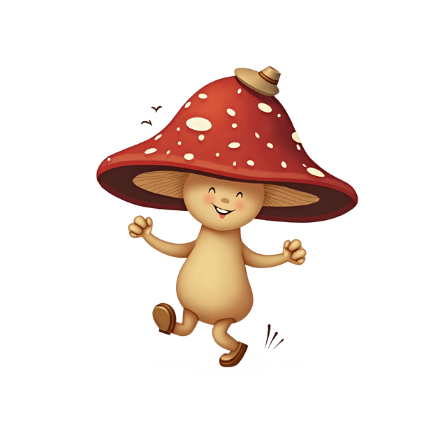 Free transparent PNG: Adorable Mushroom in a Hat Dancing PNG Illustration