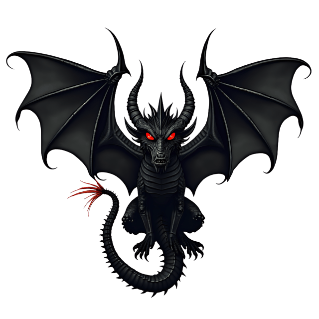 Free transparent PNG: Epic Black Dragon PNG with Dark Wings and Piercing Red Eyes for Fantasy Art
