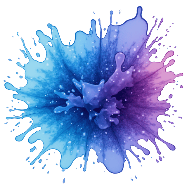 Free transparent PNG: Abstract Blue and Purple Water Droplet Illustration with Vibrant Color Splash
