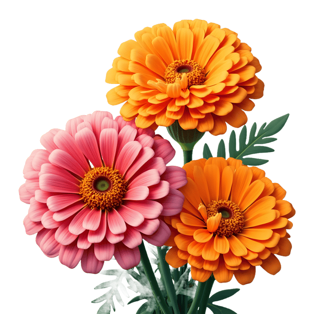 Free transparent PNG: Chrysanthemum and Marigold Flowers PNG  Ideal for Spring Crafts, Decor  Design
