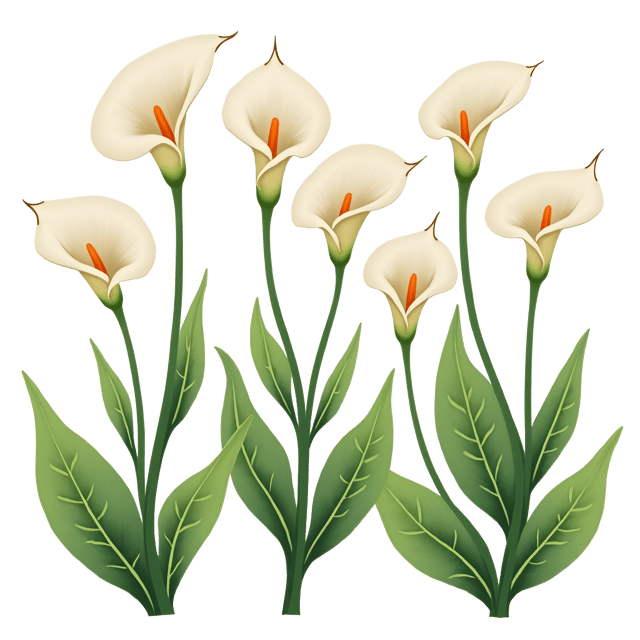Free transparent PNG: Elegant Lilies Watercolor Illustration with Green Stems