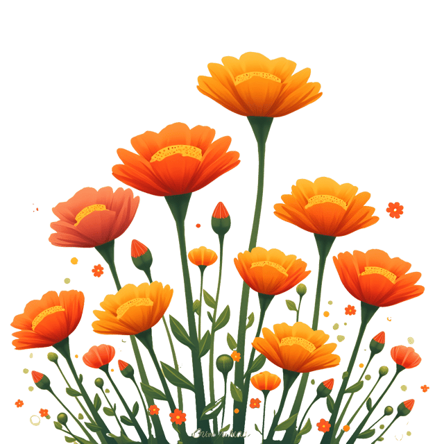 Free transparent PNG: Vibrant Zinnia Flower Illustration in Watercolor Cartoon Style for Nature and Art Projects