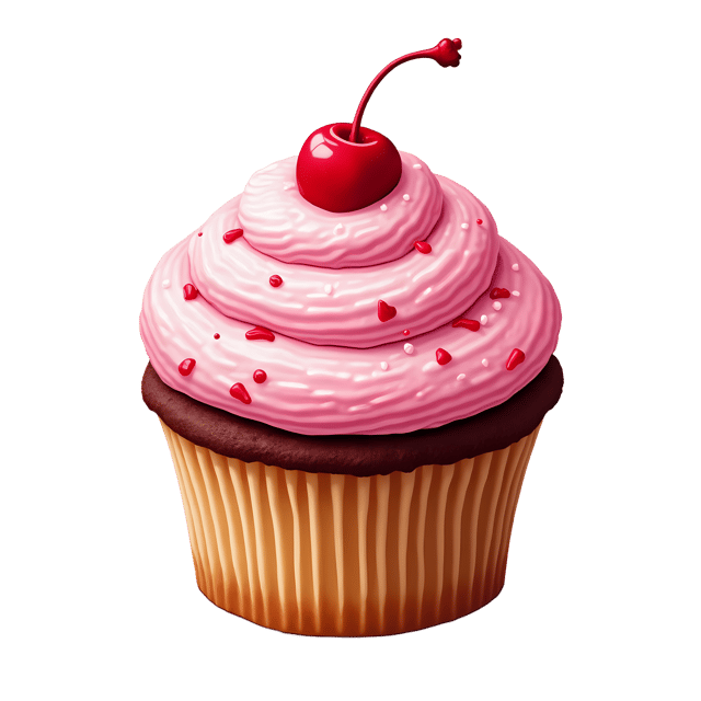 Free transparent PNG: Cupcake with Pink Frosting and Cherry PNG Image