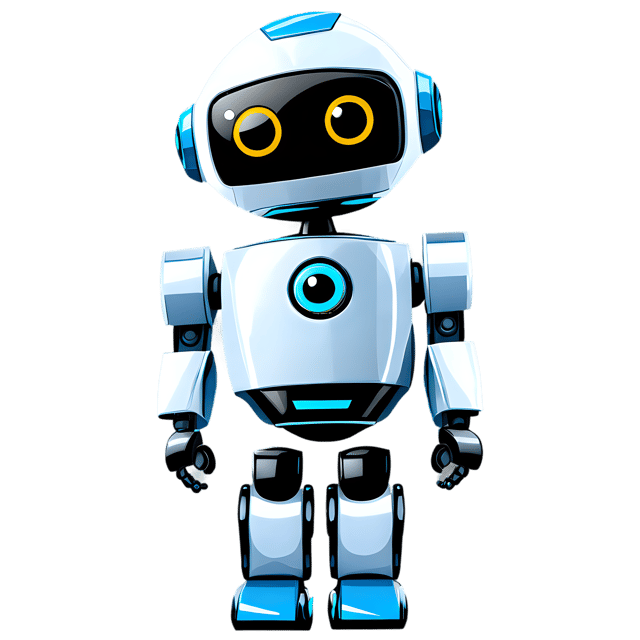 Free transparent PNG: Cute Cartoon Robot Illustration with Transparent Background for Digital Projects