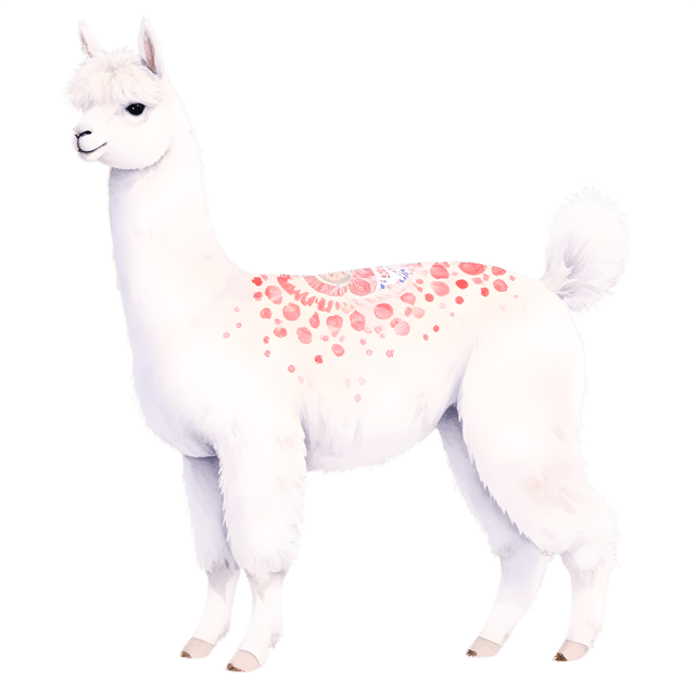 Free transparent PNG: Hand-Drawn Alpaca with Watercolor Patterns PNG Illustration