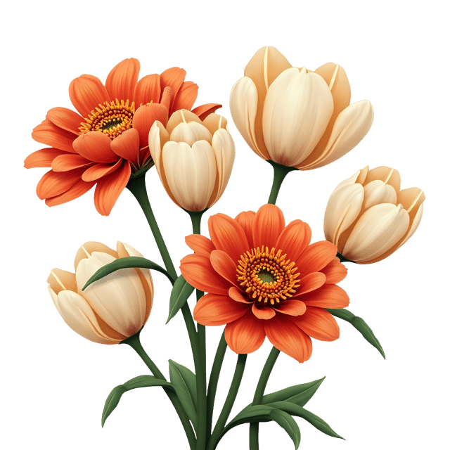 Free transparent PNG: Copper Chrysanthemums with Ivory Tulips  Free Downloadable PNG Clipart