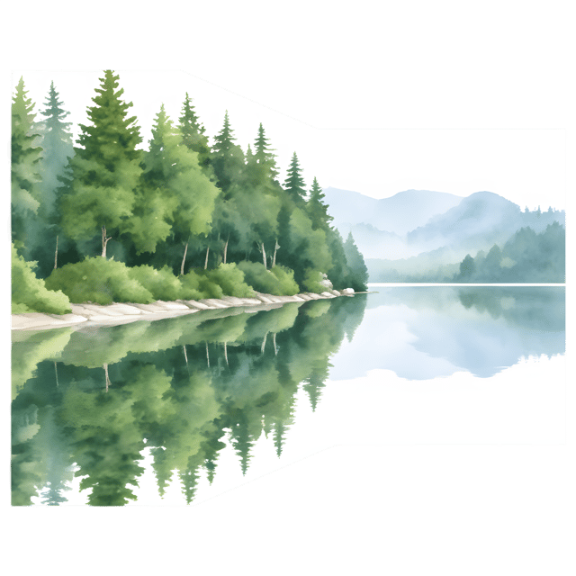 Free transparent PNG: Lush Greenery Reflection on a Calm Lake PNG