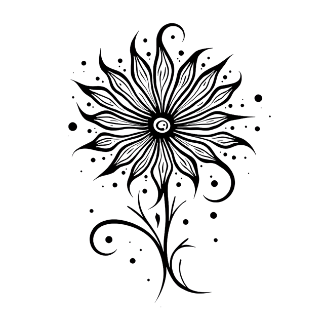 Free transparent PNG: Swirling Flower Line with Tribal Dotwork  Unique Handmade Design Clipart, free download png