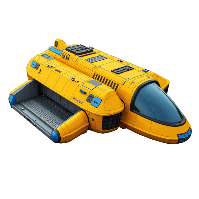 Free transparent PNG: Blue and White Spaceship with Cargo Bay on White Background