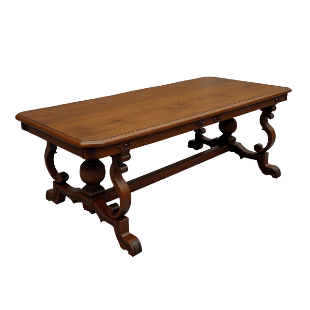 Free transparent PNG: Vintage Oak Dining Table PNG with Polished Surface and Ornate Legs for Classic Interior Design