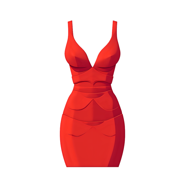 Free transparent PNG: Red Cocktail Dress with Plunging neckline and Geometric Patterns PNG