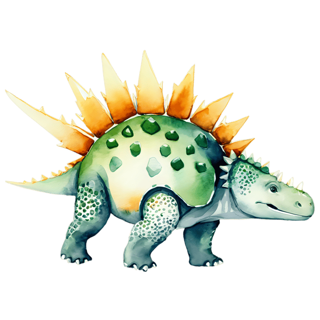 Free transparent PNG: Watercolor Stegosaurus PNG – Gentle Transparent Dinosaur Illustration