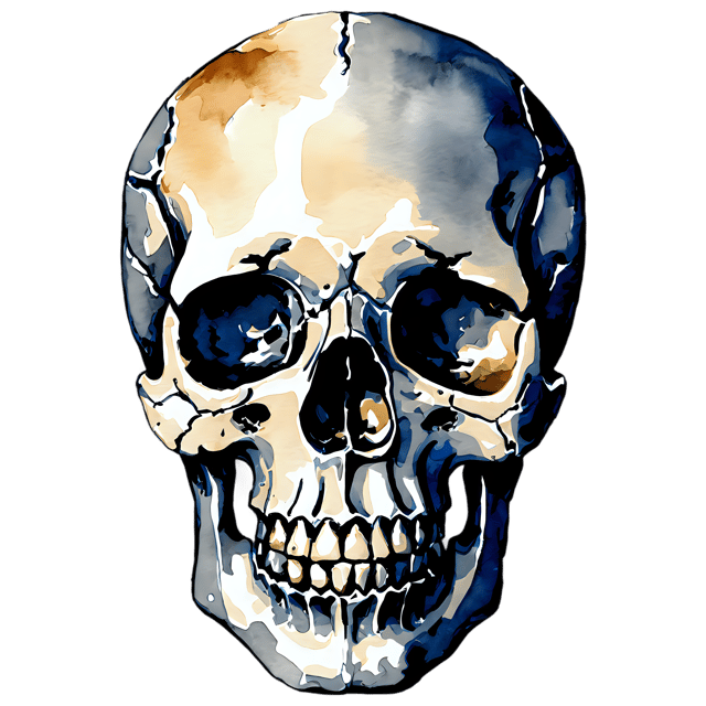 Free transparent PNG: Halloween Skull Watercolor Illustration – Transparent PNG for Designs and Crafts