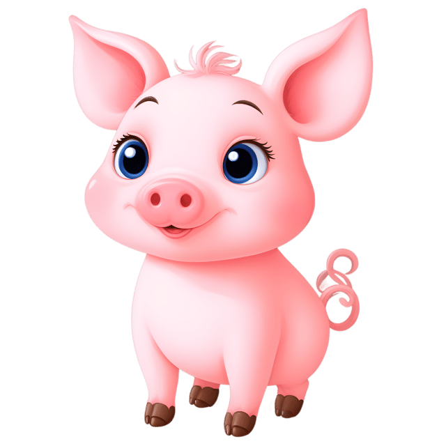 Free transparent PNG: Cute Pink Pig with Curly Tail PNG Transparent Background for Fun and Playful Designs