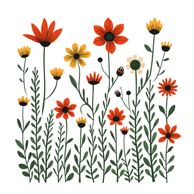 Free transparent PNG: Quirky Whimsical Flowers Hand Drawn PNG Clipart  Unique Art for Creative Projects