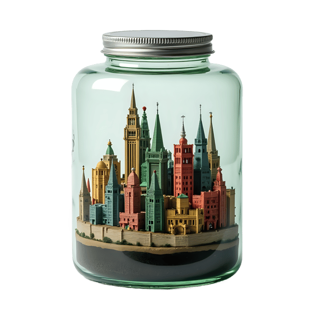Free transparent PNG: Miniature Cityscape Glass Jar with Transparent Background PNG