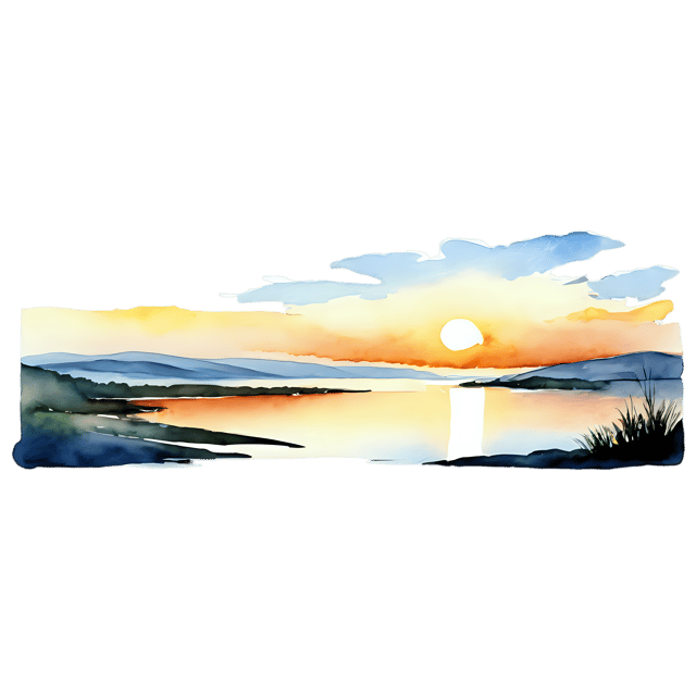 Free transparent PNG: Sunrise Landscape Watercolor Illustration - Transparent PNG for Artistic Compositions