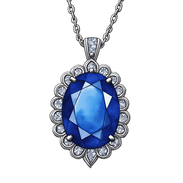 Free transparent PNG: Stunning Sapphire Pendant in Lacy White Gold Cartoons