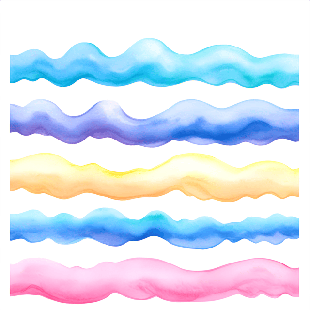 Free transparent PNG: Whimsical Watercolor Wave Illustration with Soft Pastels