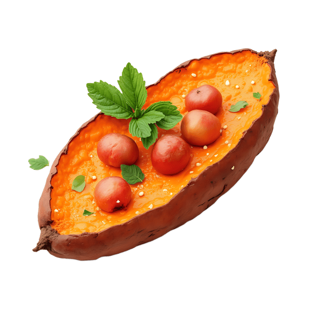 Free transparent PNG: Crispy Roasted Sweet Potato Wedge with Caramelized Topping PNG Image